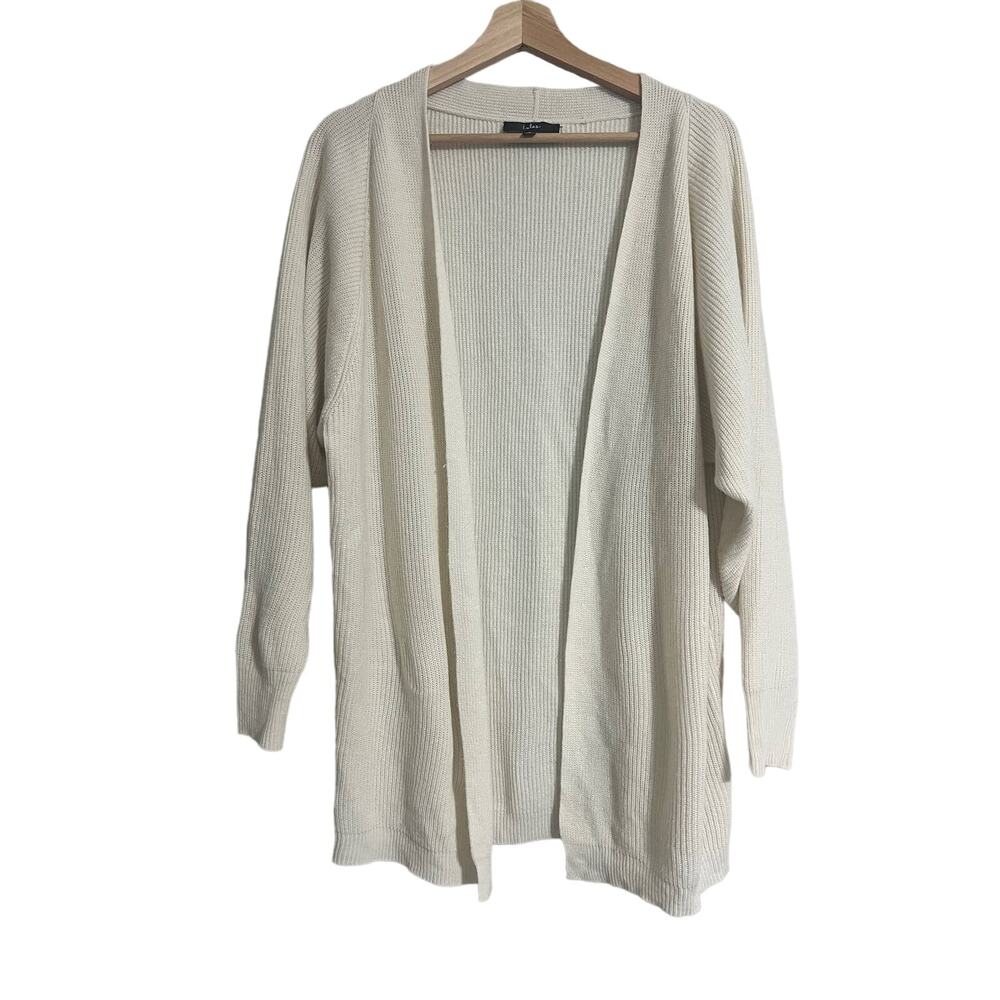 Lulu's Cream Mid Length Open Front Cardigan Small